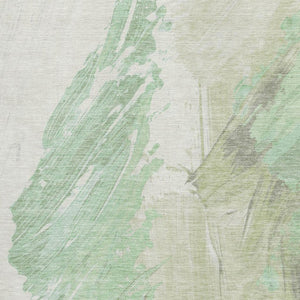 HomeRoots 9' Artichoke Green & Ivory Abstract Washable Area Rug - Durable, Stain-Resistant, UV Protected Design 705490