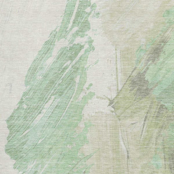 HomeRoots 9' Artichoke Green & Ivory Abstract Washable Area Rug - Durable, Stain-Resistant, UV Protected Design 705490