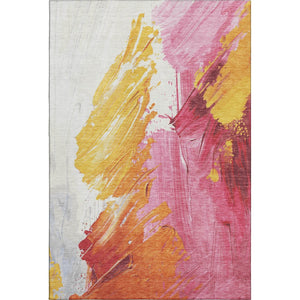 HomeRoots 5' X 8' Blush Yellow Ivory Abstract Area Rug - Washable, UV Protected, Non-Slip for Busy Homes 705493