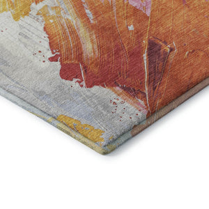 HomeRoots 5' X 8' Blush Yellow Ivory Abstract Area Rug - Washable, UV Protected, Non-Slip for Busy Homes 705493