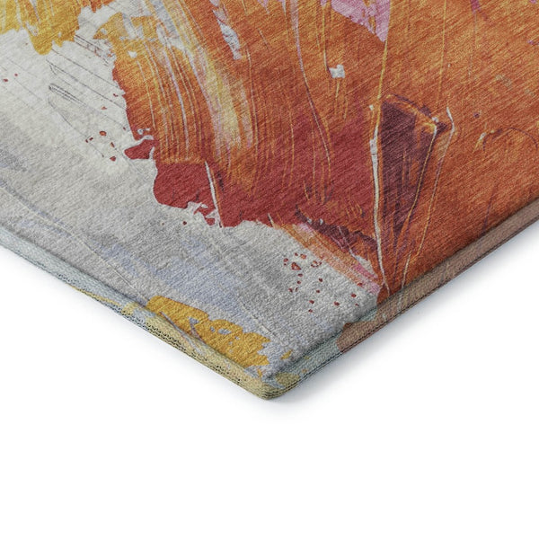 HomeRoots 5' X 8' Blush Yellow Ivory Abstract Area Rug - Washable, UV Protected, Non-Slip for Busy Homes 705493