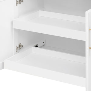 English Elm K&k Rolling Kitchen Island Rubber Wood Top Brass Hardware Built-in Outlets Storage White N707S299014W