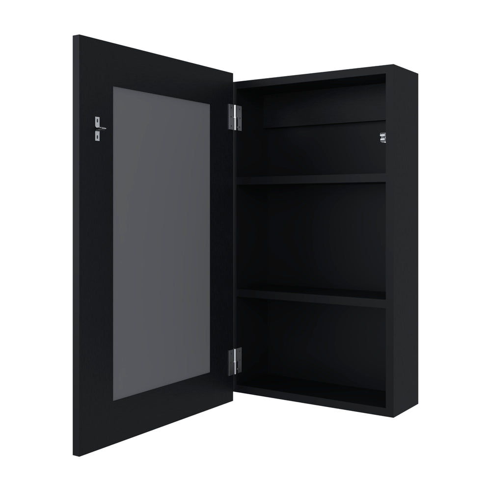 English Elm Parks Wall-Mounted Medicine Cabinet with Mirrored Door, Three Interior Shelves for Bathroom Storage Black 31.1 L x 19.3 W x 3.5 H B128P237175