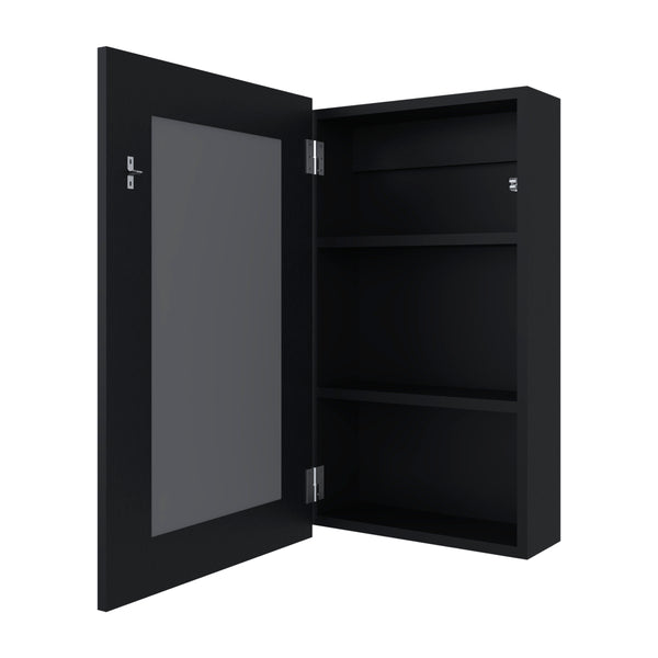 English Elm Parks Wall-Mounted Medicine Cabinet with Mirrored Door, Three Interior Shelves for Bathroom Storage Black 31.1 L x 19.3 W x 3.5 H B128P237175