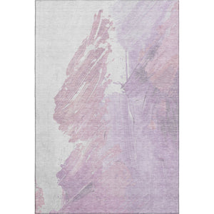 HomeRoots 9' X 12' Abstract Lavender & Ivory Washable Area Rug - Durable, UV-Protected, Stylish & Easy Care 705502
