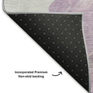 HomeRoots 9' X 12' Abstract Lavender & Ivory Washable Area Rug - Durable, UV-Protected, Stylish & Easy Care 705502