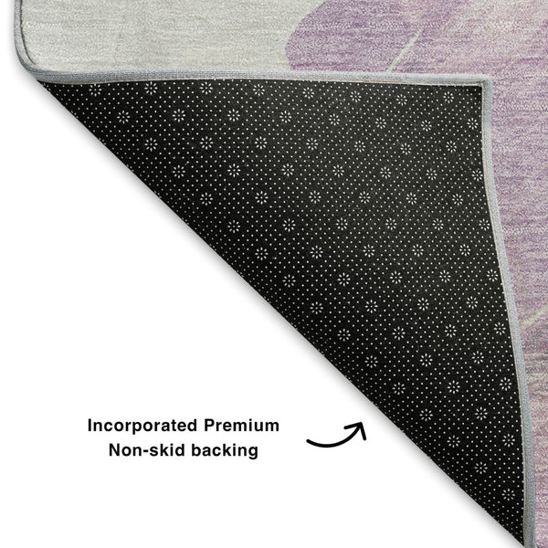 HomeRoots 9' X 12' Abstract Lavender & Ivory Washable Area Rug - Durable, UV-Protected, Stylish & Easy Care 705502