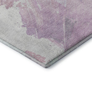HomeRoots 9' X 12' Abstract Lavender & Ivory Washable Area Rug - Durable, UV-Protected, Stylish & Easy Care 705502