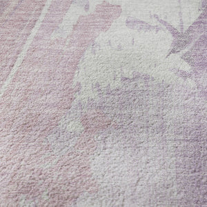HomeRoots 9' X 12' Abstract Lavender & Ivory Washable Area Rug - Durable, UV-Protected, Stylish & Easy Care 705502