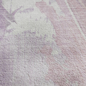 HomeRoots 9' X 12' Abstract Lavender & Ivory Washable Area Rug - Durable, UV-Protected, Stylish & Easy Care 705502