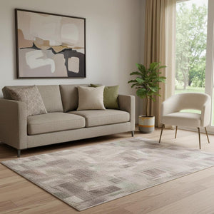 HomeRoots 5' X 8' Pink And Ivory Abstract Area Rug – Stylish, Washable, UV-Protected for High-Traffic Spaces 705505