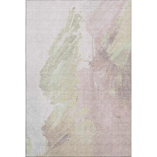 HomeRoots 8' X 10' Pink And Ivory Abstract Area Rug - Washable, UV-Protected, Modern Design for Family Spaces 705507