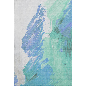 HomeRoots 9' X 12' Stylish Pale Aqua Blue Abstract Washable Area Rug with UV Protection for High-Traffic Spaces 705514