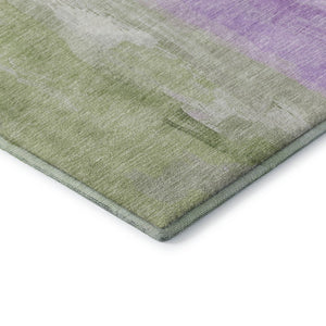 HomeRoots 8' Stylish Artichoke Green & Lavender Abstract Washable Round Rug with UV Protection & Durability 705518