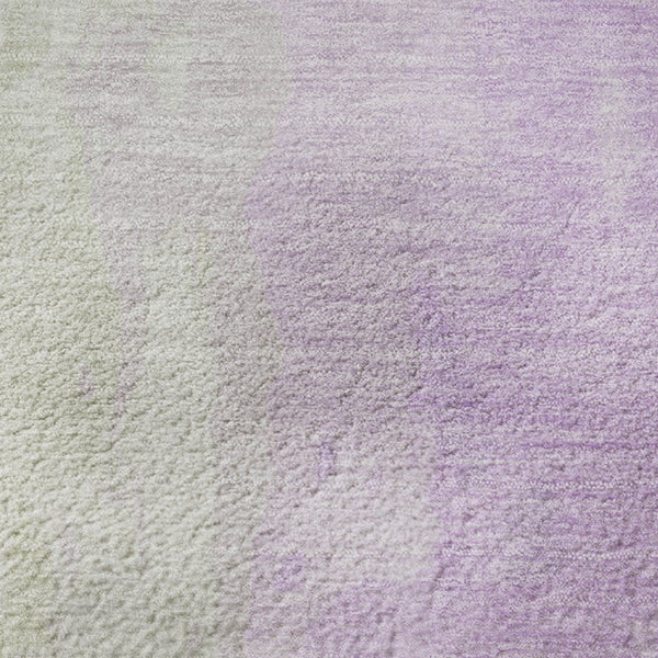 HomeRoots 8' Stylish Artichoke Green & Lavender Abstract Washable Round Rug with UV Protection & Durability 705518