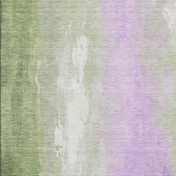 HomeRoots 9' X 12' Stylish Artichoke Green & Lavender Abstract Rug - Washable, UV-Protected for Busy Homes 705520
