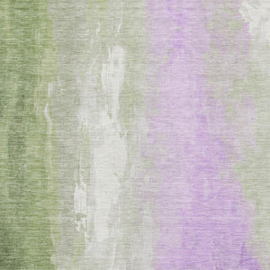 HomeRoots 10' Artichoke Green & Lavender Abstract Washable Area Rug - UV Protected, Stain Resistant, Durable Design 705521