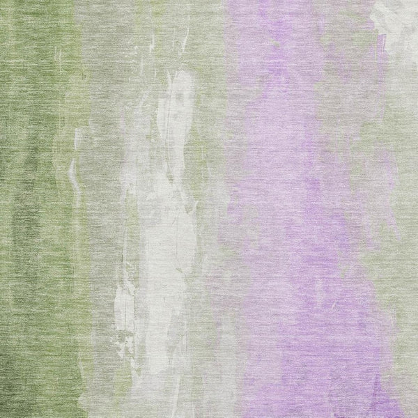 HomeRoots 10' Artichoke Green & Lavender Abstract Washable Area Rug - UV Protected, Stain Resistant, Durable Design 705521
