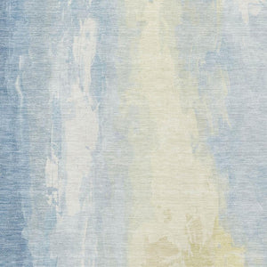 HomeRoots 5' X 8' Denim Blue & Beige Abstract Washable Area Rug with UV Protection for Modern Homes 705523