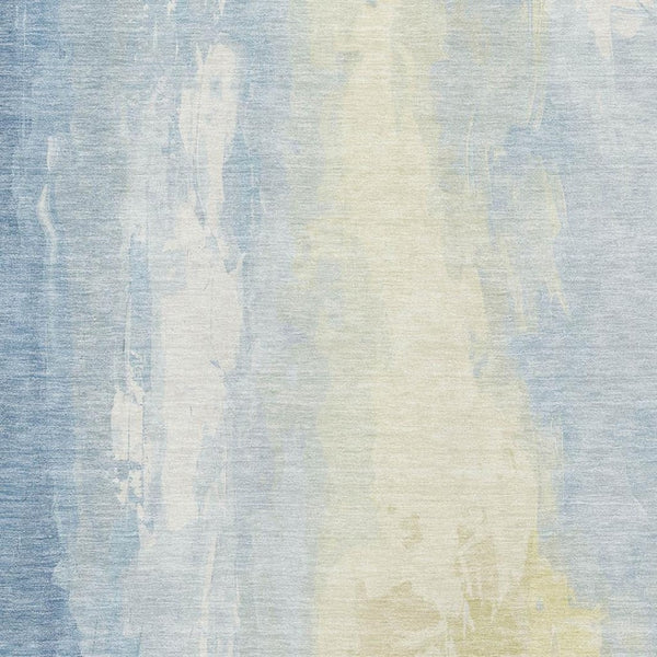 HomeRoots 5' X 8' Denim Blue & Beige Abstract Washable Area Rug with UV Protection for Modern Homes 705523