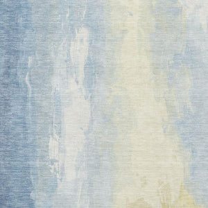 HomeRoots 8' X 10' Denim Blue & Beige Abstract Washable Area Rug - Stylish UV-Protected, Durable, Easy-Care Design 705525