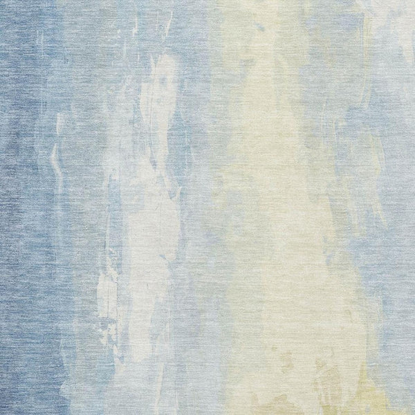 HomeRoots 8' X 10' Denim Blue & Beige Abstract Washable Area Rug - Stylish UV-Protected, Durable, Easy-Care Design 705525