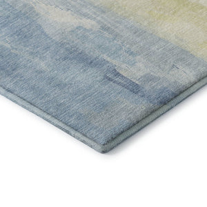 HomeRoots 9' X 12' Denim Blue & Beige Abstract Washable Area Rug with UV Protection for Modern Interiors 705526