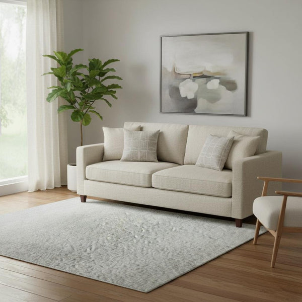 HomeRoots 5' X 8' Gray And Ivory Abstract Area Rug – Stylish, Washable, UV-Protected, Pet-Friendly Design! 705529