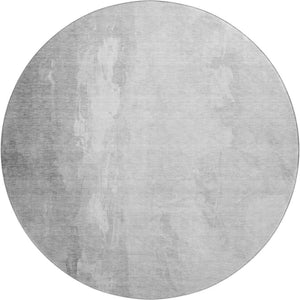 HomeRoots 8' Gray and Ivory Abstract Round Rug - Washable, UV-Protected, Non-Slip for Modern Living Spaces 705530