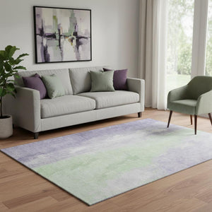 HomeRoots 5' X 8' Contemporary Lavender & Ivory Abstract Area Rug - Durable, Washable, UV Protected & Stylish 705535