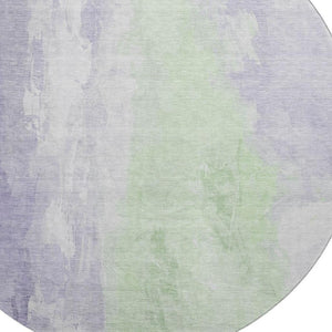 HomeRoots 8' Lavender and Ivory Abstract Washable Round Rug - Durable, UV-Resistant, Stylish for Modern Spaces 705536