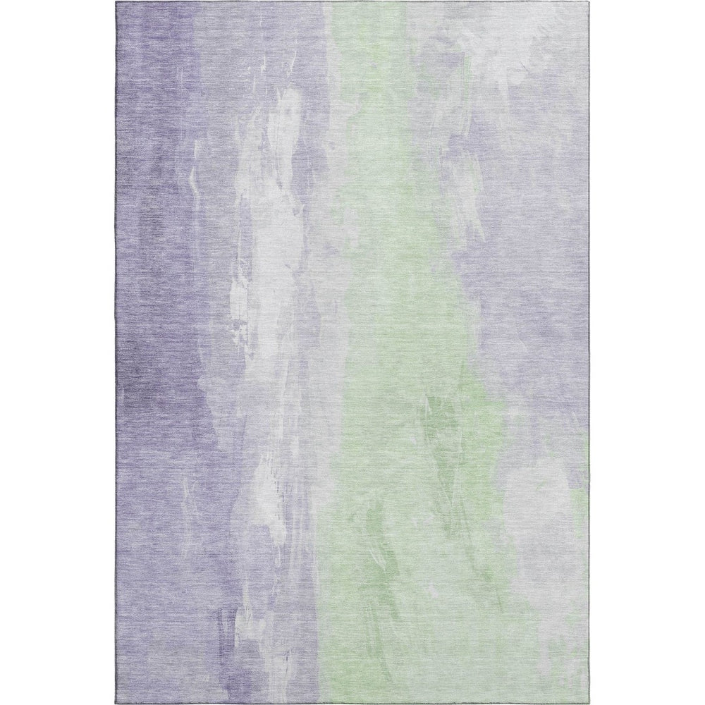 HomeRoots 9' X 12' Abstract Lavender and Ivory Washable Area Rug with UV Protection for Kids and Pets 705538