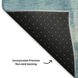 HomeRoots 10' X 14' Teal and Gold Abstract Area Rug - Washable, Stain-Resistant, UV Protected for Modern Homes 705545