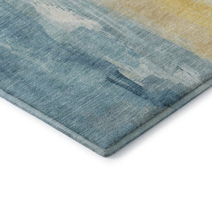 HomeRoots 10' X 14' Teal and Gold Abstract Area Rug - Washable, Stain-Resistant, UV Protected for Modern Homes 705545