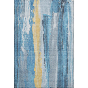 HomeRoots 9' X 12' Blue and Gold Abstract Area Rug - Washable, UV Protected, Durable & Stylish for Any Space 705550