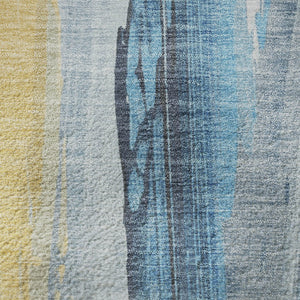 HomeRoots 9' X 12' Blue and Gold Abstract Area Rug - Washable, UV Protected, Durable & Stylish for Any Space 705550