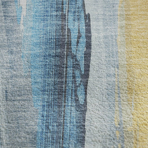 HomeRoots 9' X 12' Blue and Gold Abstract Area Rug - Washable, UV Protected, Durable & Stylish for Any Space 705550