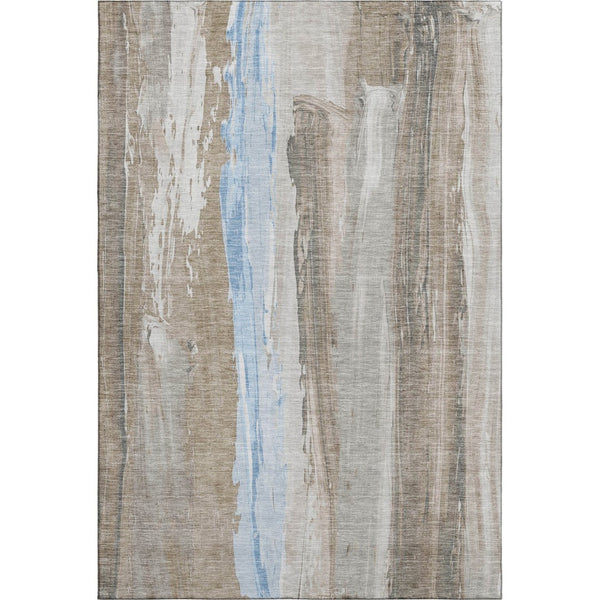 HomeRoots 5' X 8' Coffee and Blue Abstract Washable Area Rug - Kid & Pet Friendly with UV Protection & Style 705553