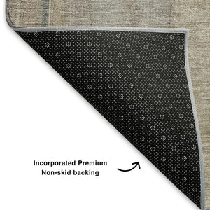 HomeRoots 10' X 14' Abstract Coffee & Blue Area Rug - Washable, UV-Protected, Non-Slip for Modern Homes! 705557