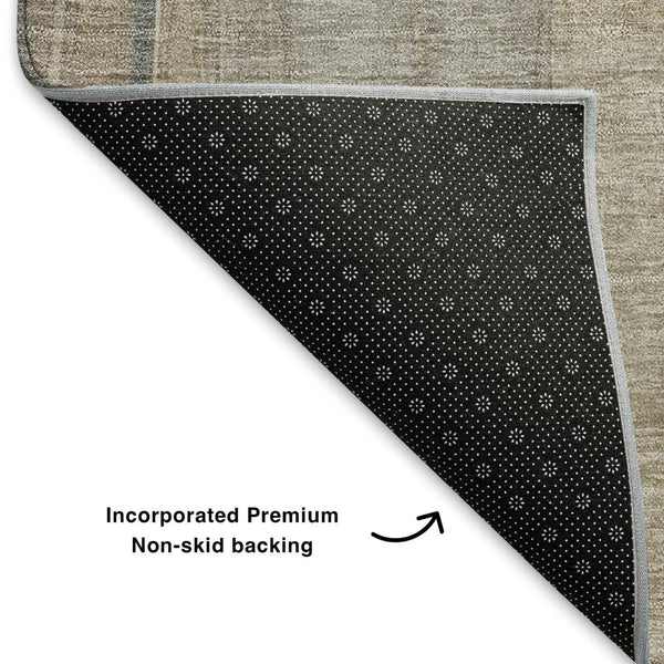HomeRoots 10' X 14' Abstract Coffee & Blue Area Rug - Washable, UV-Protected, Non-Slip for Modern Homes! 705557