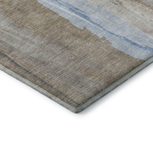 HomeRoots 10' X 14' Abstract Coffee & Blue Area Rug - Washable, UV-Protected, Non-Slip for Modern Homes! 705557