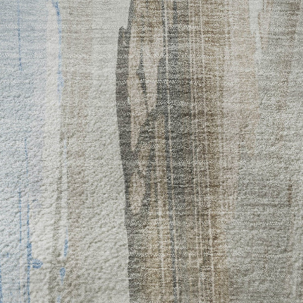 HomeRoots 10' X 14' Abstract Coffee & Blue Area Rug - Washable, UV-Protected, Non-Slip for Modern Homes! 705557