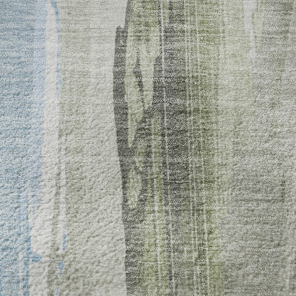 HomeRoots 5' X 8' Olive Green and Blue Abstract Washable Area Rug - Modern Design with UV Protection & Durability 705559
