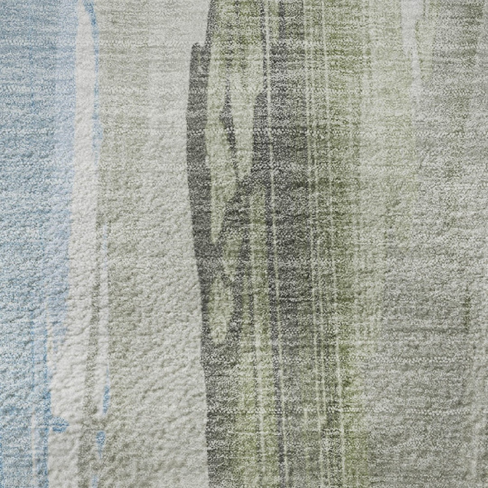 HomeRoots 8' X 10' Olive Green & Blue Abstract Washable Area Rug - UV Protected, Durable & Stylish Design 705561