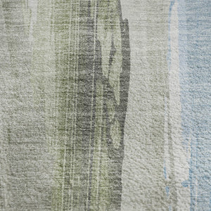 HomeRoots 9' X 12' Olive Green and Blue Abstract Area Rug - Washable, UV-Protected, Durable for High-Traffic Use 705562