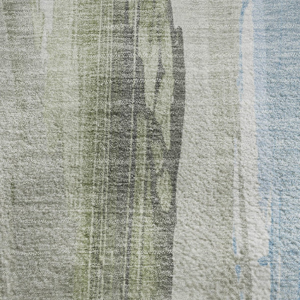HomeRoots 9' X 12' Olive Green and Blue Abstract Area Rug - Washable, UV-Protected, Durable for High-Traffic Use 705562