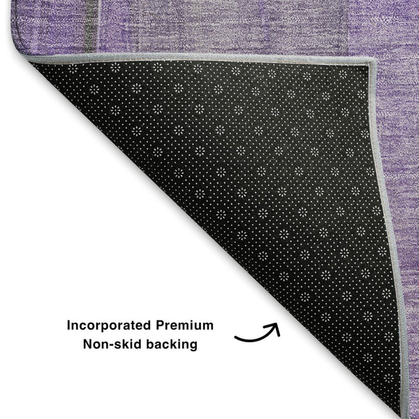 HomeRoots 5' X 8' Vibrant Purple and Gold Abstract Area Rug - Washable, UV-Protected, Non-Slip Design! 705565