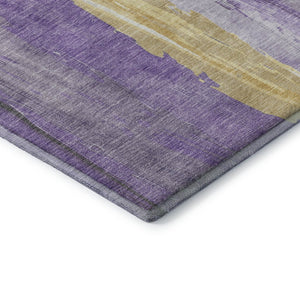 HomeRoots 5' X 8' Vibrant Purple and Gold Abstract Area Rug - Washable, UV-Protected, Non-Slip Design! 705565