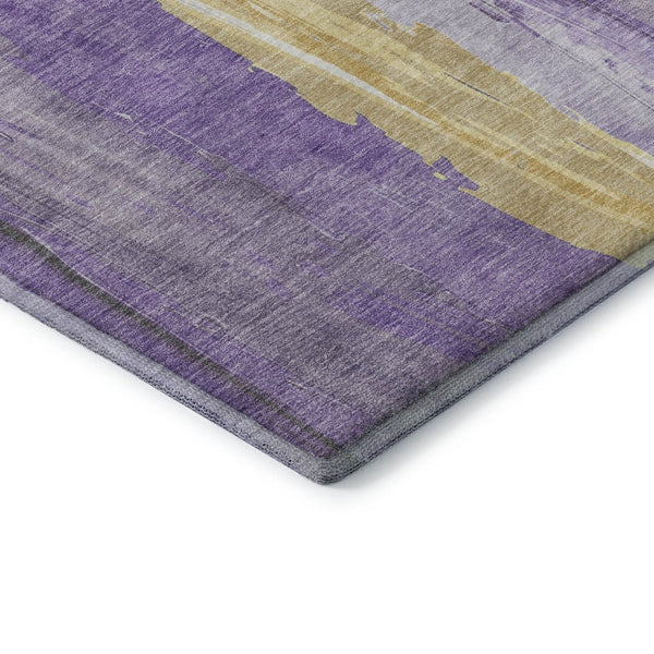 HomeRoots 5' X 8' Vibrant Purple and Gold Abstract Area Rug - Washable, UV-Protected, Non-Slip Design! 705565