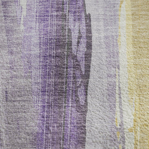 HomeRoots 5' X 8' Vibrant Purple and Gold Abstract Area Rug - Washable, UV-Protected, Non-Slip Design! 705565